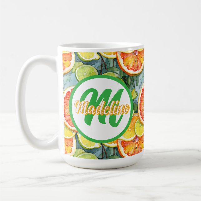 Grapefruit, Lemons, Limes and Oranges Citrus Coffee Mug (Left)