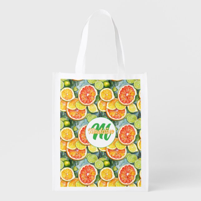 Grapefruit, Lemons, Limes and Oranges Citrus Grocery Bag (Front)