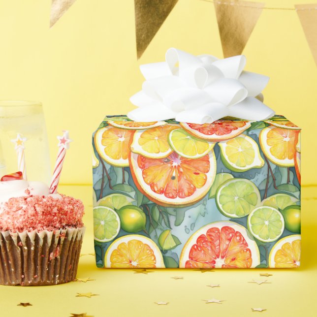Grapefruit, Lemons, Limes and Oranges Citrus Wrapping Paper (Birthday Party)