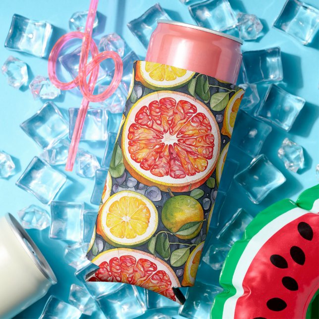 Grapefruit, Limes and Lemons Citrus Themed Seltzer Can Cooler (In Situ Summer)