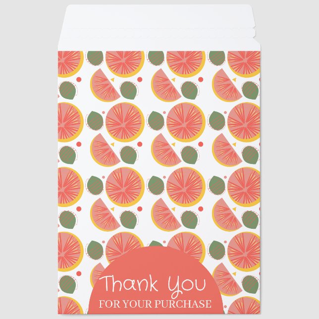 GrapeFruit Pattern Mango Yellow Thank You Business Envelope Mailers (Front)