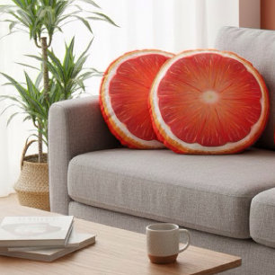 Grapefruit pomelo slice round pillow