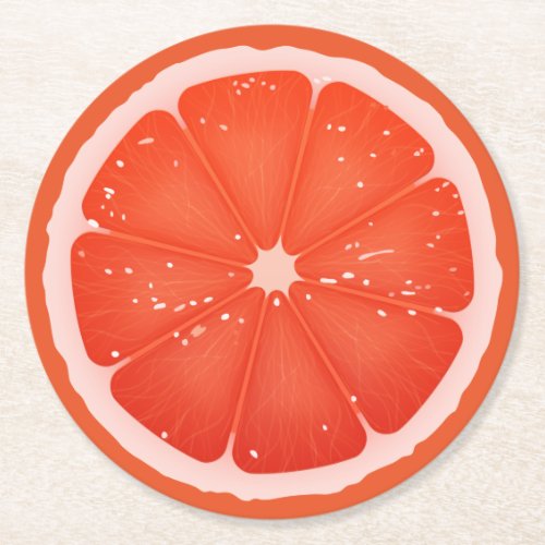 Grapefruit Slice  Round Paper Coaster