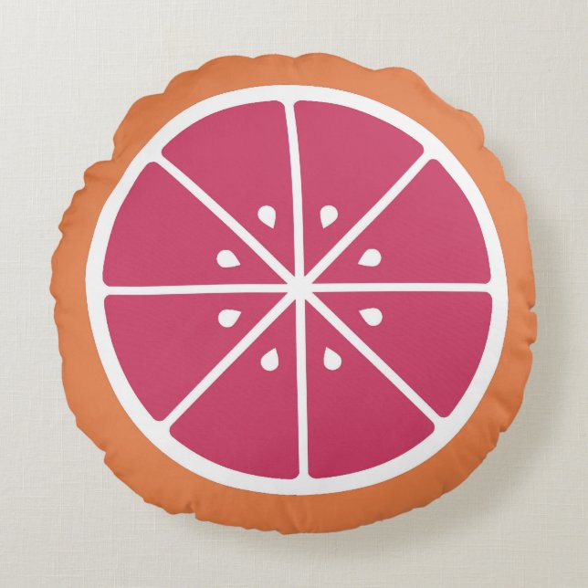 Grapefruit Slice Round Pillow (Front)
