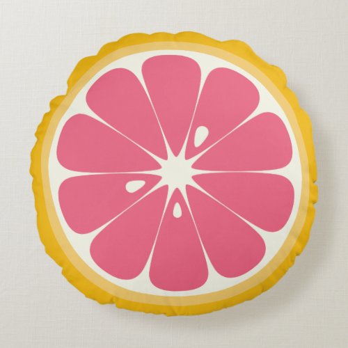 Grapefruit Slice Round Pillow