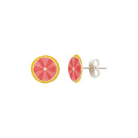 Grapefruit Slice Summer Fruit Cute Pink Earrings