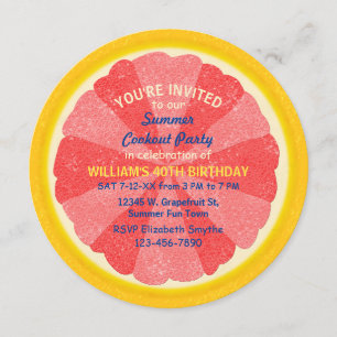 Grapefruit Slice Summer Party Cookout or Birthday Invitation