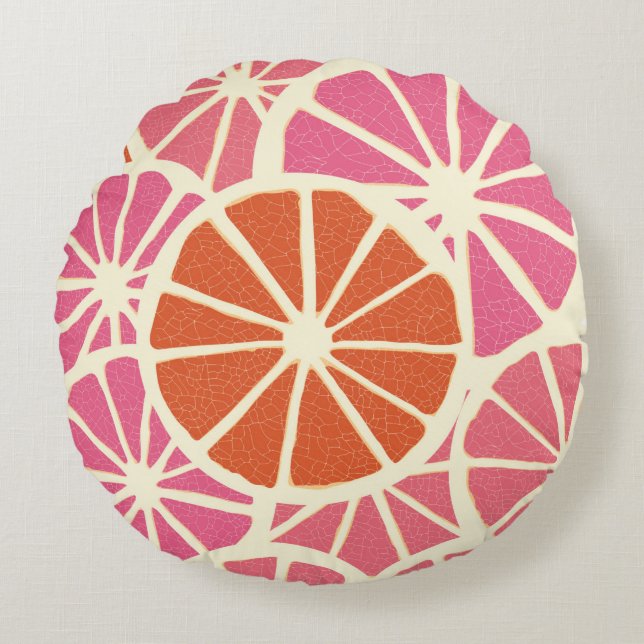 Grapefruit slices seamless pattern,fresh citrus ba round pillow (Front)