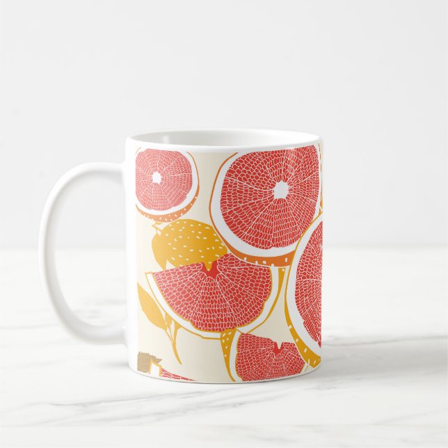 Grapefruit Slices with Leaves Coffee Mug (Left)