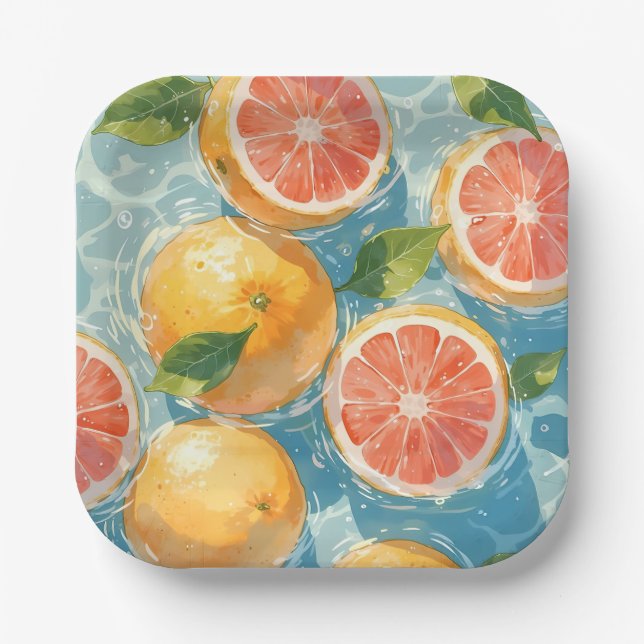 Grapefruit Splash Paper Plates (Front)