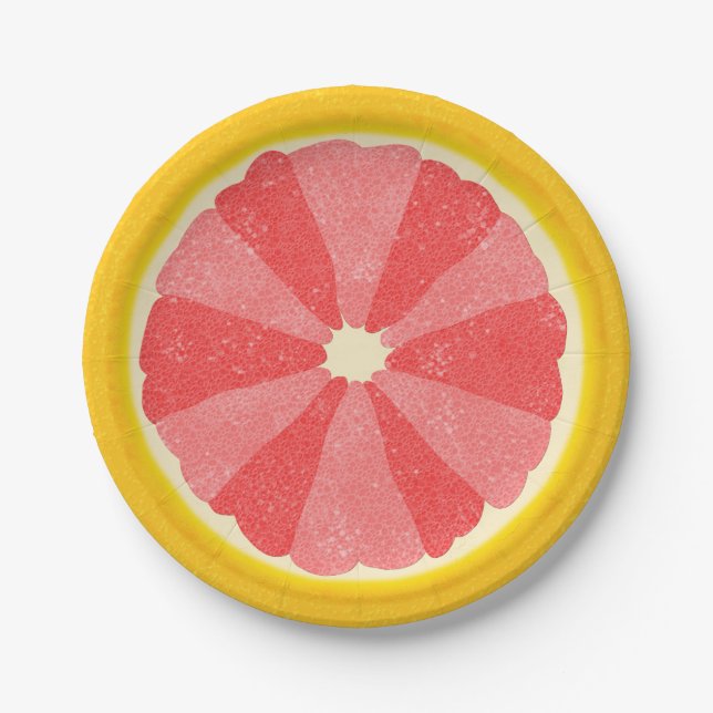 Grapefruit Summer Party Fruit Slice Paper Plates (Front)