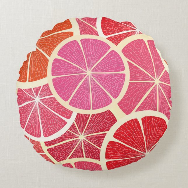 Grapefruit vintage background round pillow (Front)