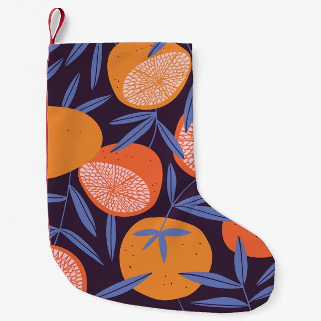 Grapefruit Vintage, Tropical Fruit Pattern. Small Christmas Stocking (Front)