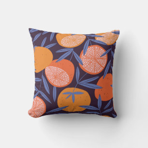 Grapefruit Vintage, Tropical Fruit Pattern. Throw Pillow