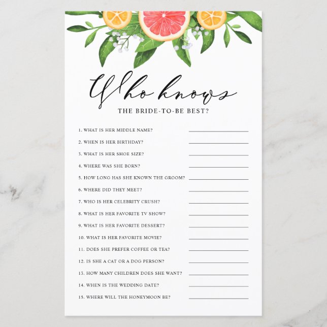 Grapefruit Who Knows Bride the Best Shower Game (Front)