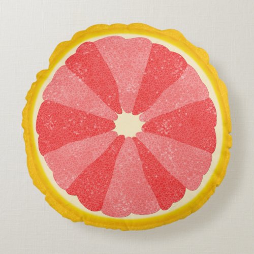 Grapefruits Summer Fruit Slice Cute Whimsical Round Pillow