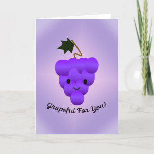 Grapeful For You Grapes Letterpress Thank You Card