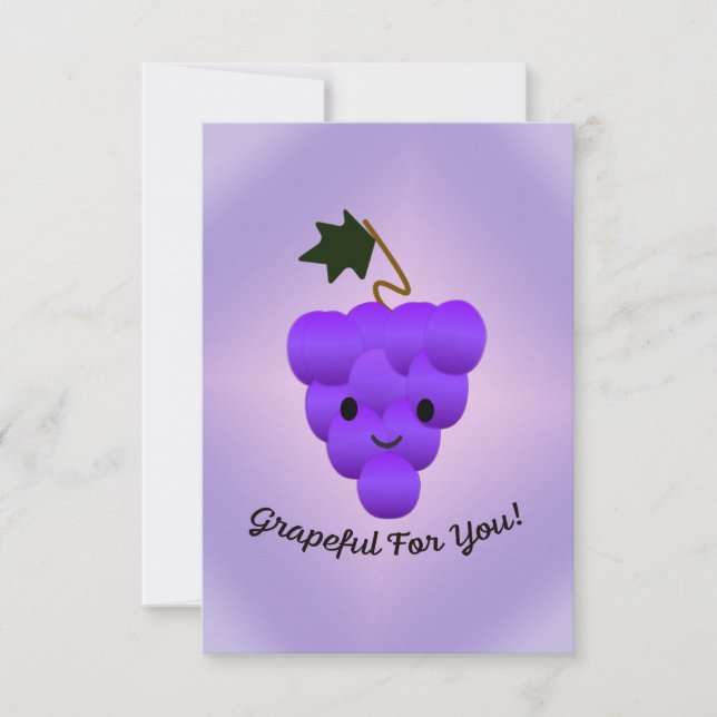 Grapeful For You Grapes Thank You Card (Front)