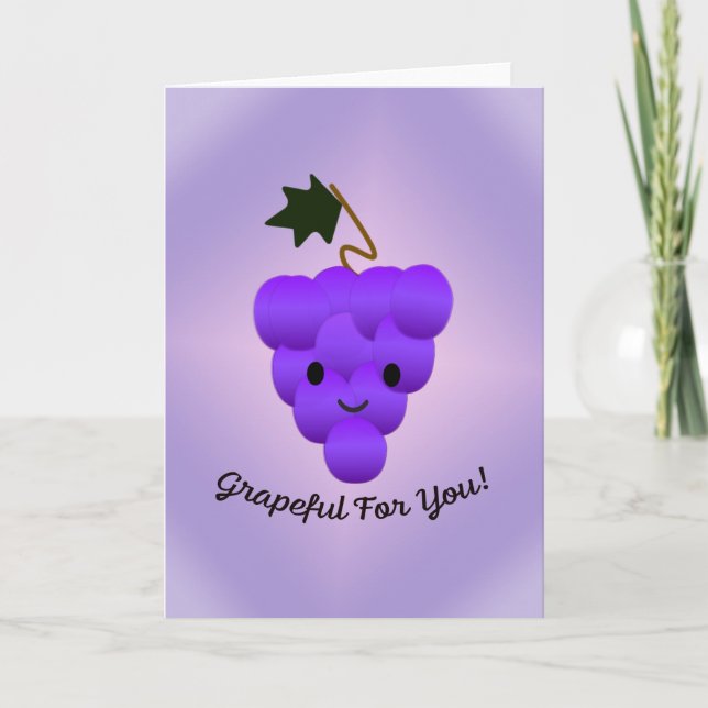 Grapeful For You Grapes Thank You Card (Front)