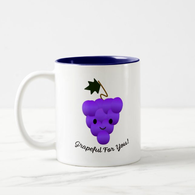 Grapeful for You Grapes Two-Tone Coffee Mug (Left)