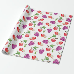 Grapes and Apples Fruit Lover Wrapping Paper