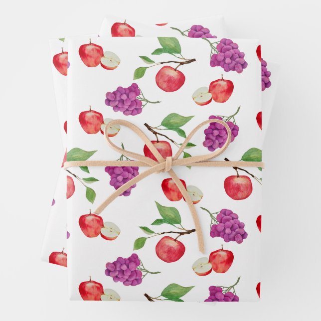 Grapes and Apples Fruit Lover  Wrapping Paper Sheets (In situ)