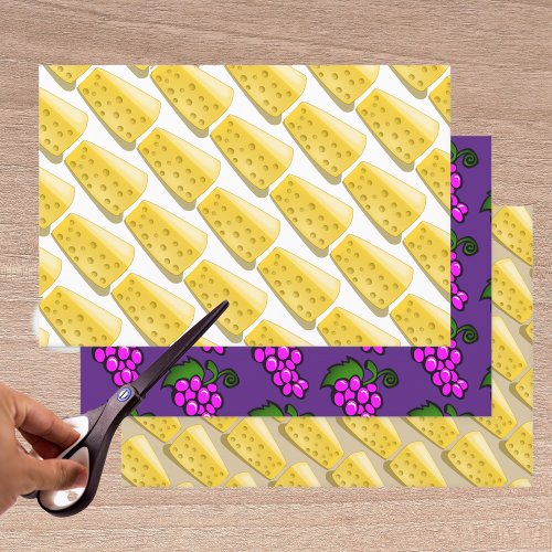 grapes and cheese _ gourmet pattern wrapping paper sheets