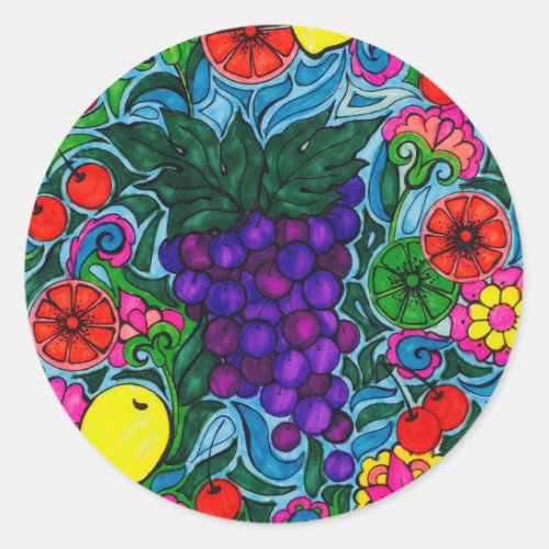 Grapes and Fruit Bright Sticker
