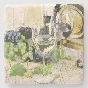 Grapes and Glasses Stone Coaster