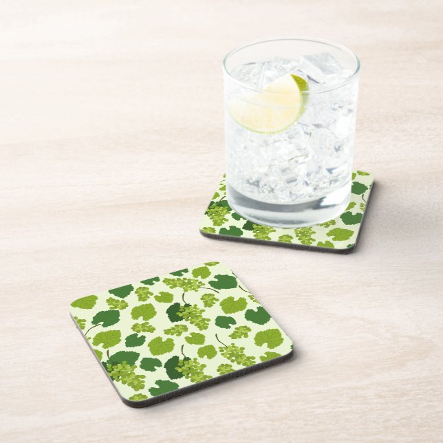 Grapes and Grape Leaves Pattern   Beverage Coaster (Right Side)