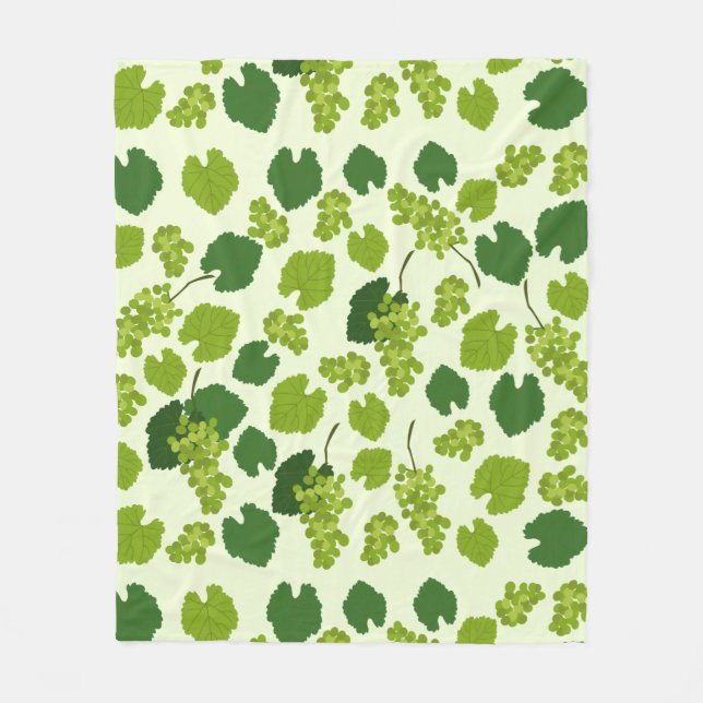 Grapes and Grape Leaves Pattern  Fleece Blanket (Front)