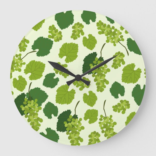 Grapes and Grape Leaves Pattern Large Clock (Front)