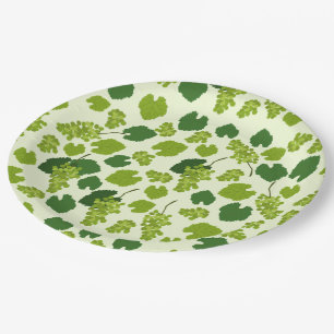 Grapes and Grape Leaves Pattern Paper Plates
