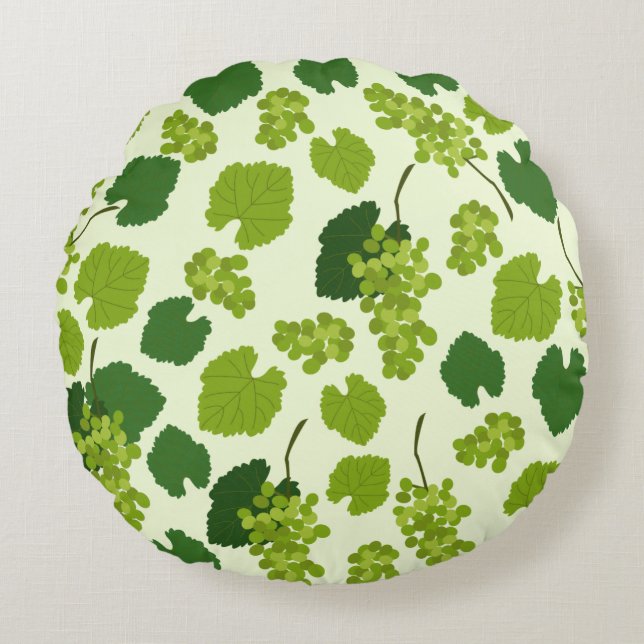 Grapes and Grape Leaves Pattern  Round Pillow (Front)