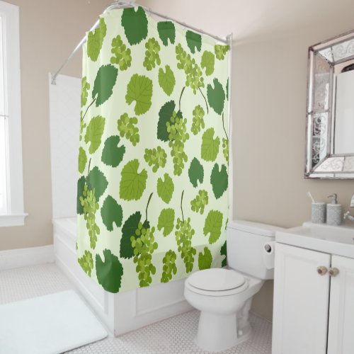 Grapes and Grape Leaves Pattern Shower Curtain
