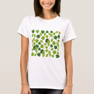 Grapes and Grape Leaves Pattern   T-Shirt