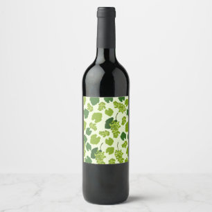 Grapes and Grape Leaves Pattern Wine Label