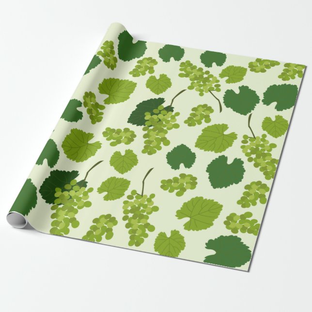 Grapes and Grape Leaves Pattern  Wrapping Paper (Unrolled)