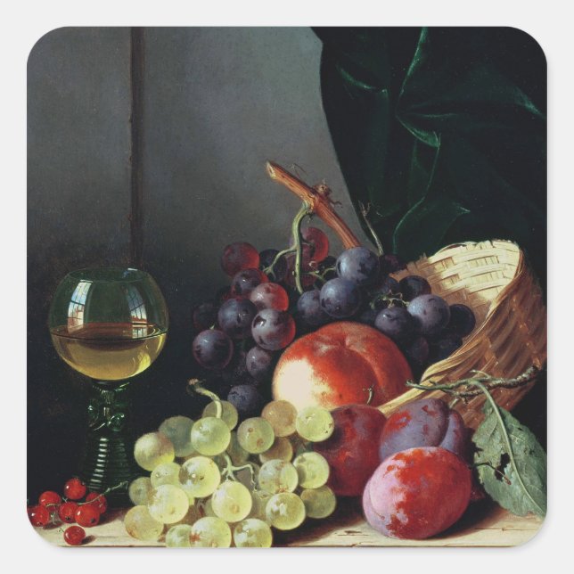 Grapes and plums square sticker (Front)