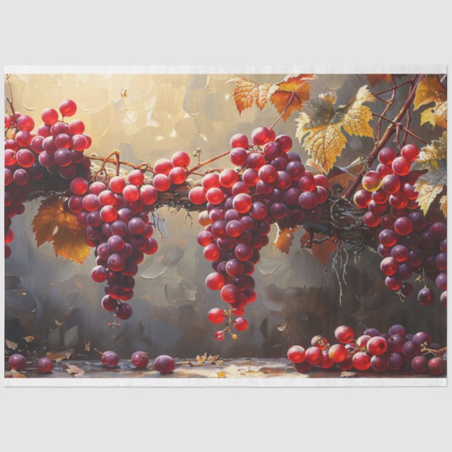Grapes and Vine Oil Painting Decoupage Tissue Paper (Front)
