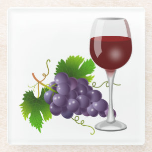 Grapes and Wine Glass Coaster