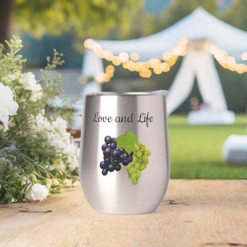 Grapes and Wine Glass Personalized Thermal Wine Tumbler