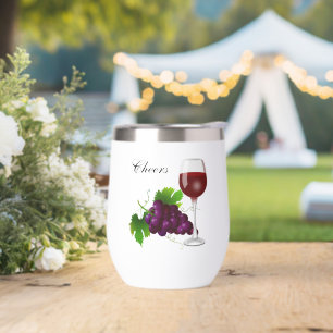 Grapes and Wine Glass Personalized Thermal Wine Tumbler