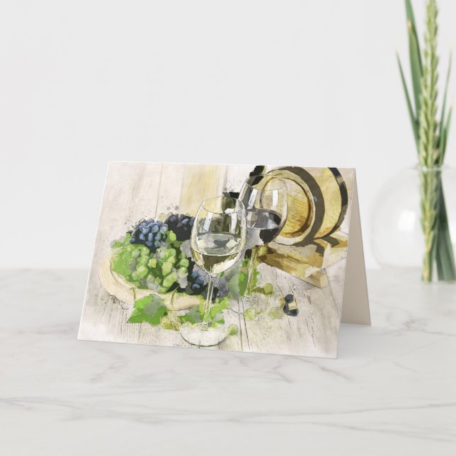 grapes and wine greeting card (Front)