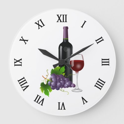 Grapes and Wine Large Clock