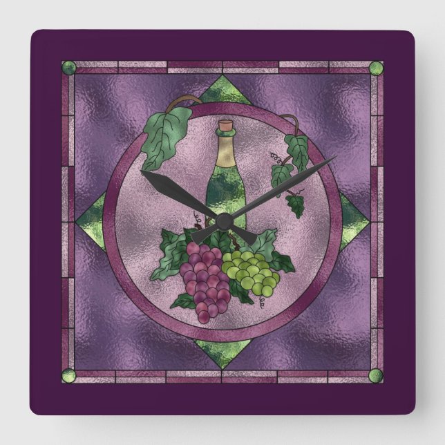 Grapes and Wine on Purple Clock (Front)