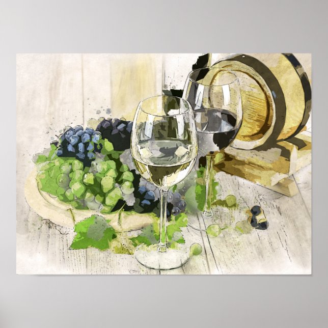 grapes and wine poster (Front)