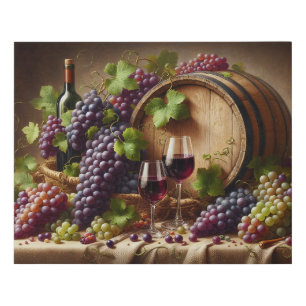 Grapes and Wine Still Life Faux Canvas Print