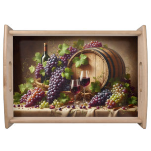 Grapes and Wine Still Life Serving Tray