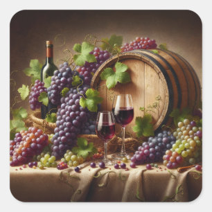 Grapes and Wine Still Life Square Sticker